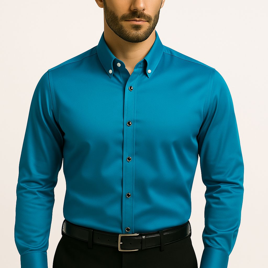 Camisa Social Slim Masculina em Seda Gelo