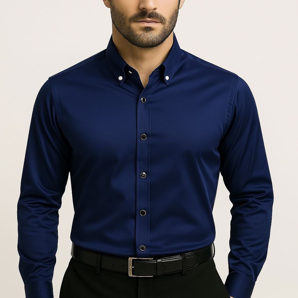 Camisa Social Slim Masculina em Seda Gelo