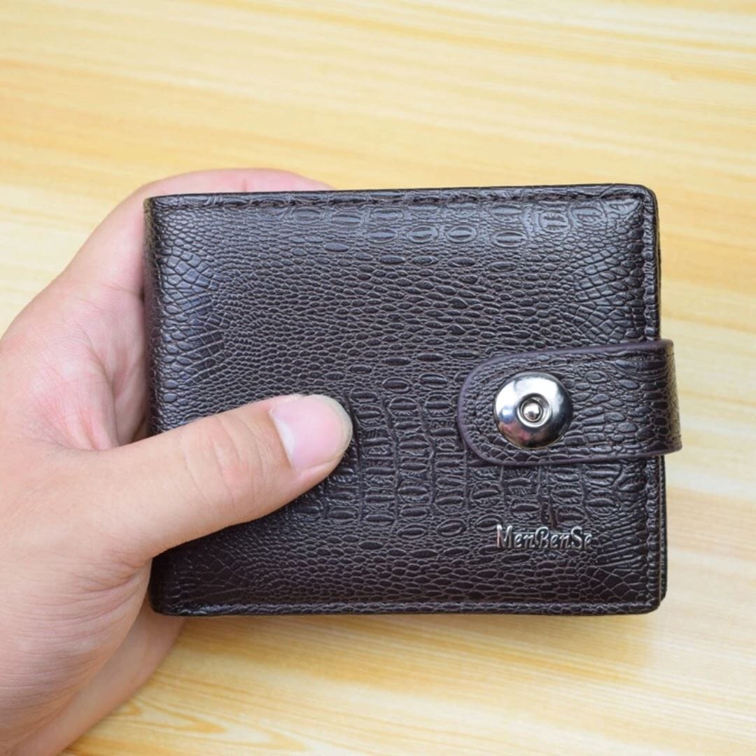 Carteira Masculina de Couro com Botão - Elegance