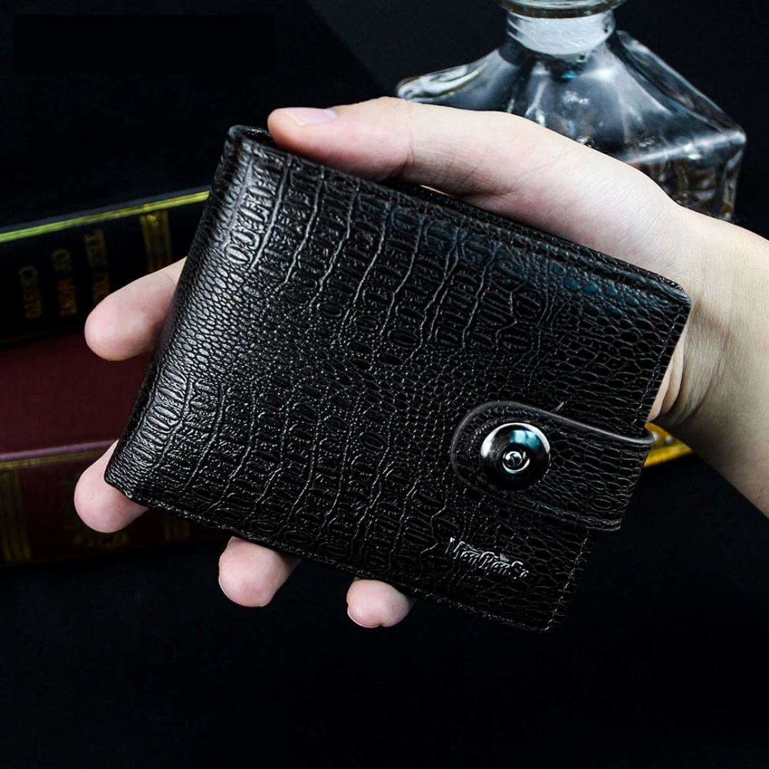 Carteira Masculina de Couro com Botão - Elegance