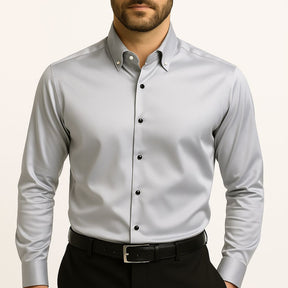 Camisa Social Slim Masculina em Seda Gelo