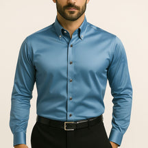 Camisa Social Slim Masculina em Seda Gelo