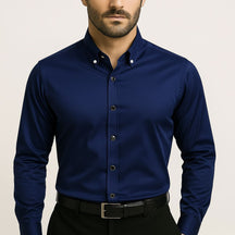 Camisa Social Slim Masculina em Seda Gelo